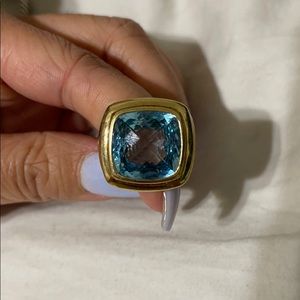 David Yurman Blue Albion Ring with Gold Border